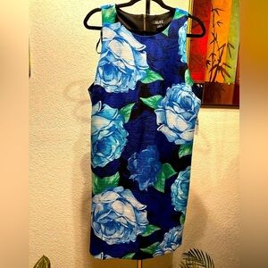 SLNY blue/green floral dress size 16